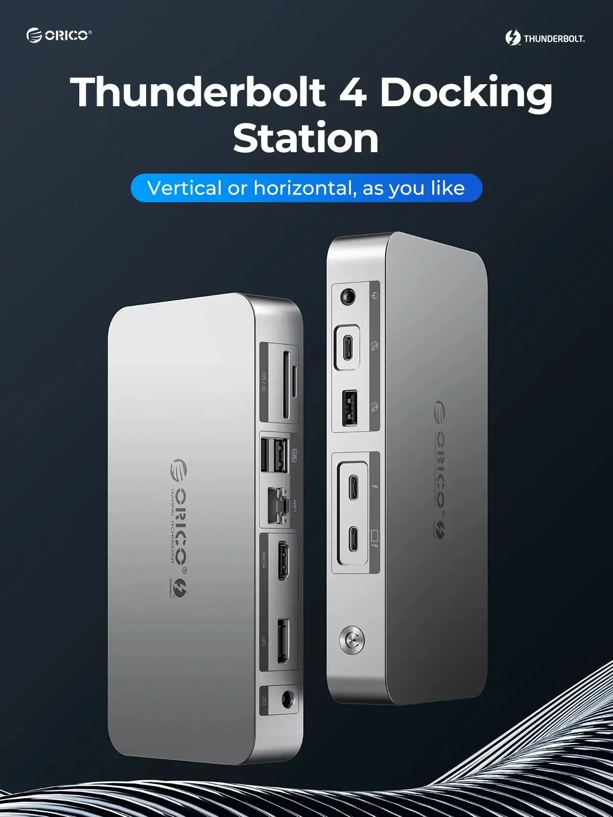 ORICO Thunderbolt 4 Docking Station Type C to HDMI-Compatible Adapter 8K@30Hz USB 3.2 Gen2 HUB Splitter for MacBook