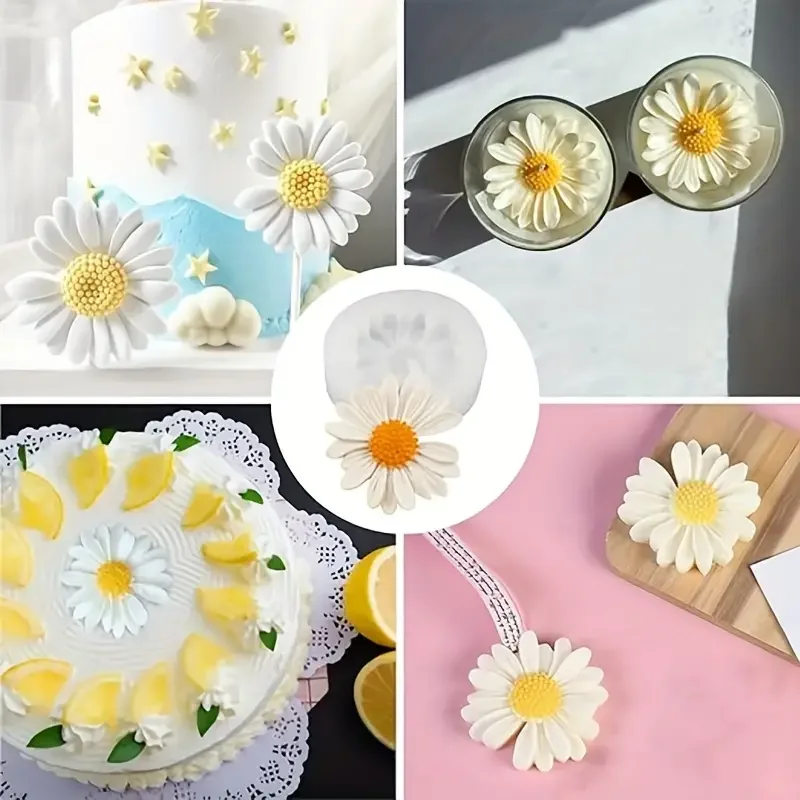 1pc 3D Daisy Flower Silicone Candle and Plaster Mold - DIY Resin and Clay Crafting Supplies