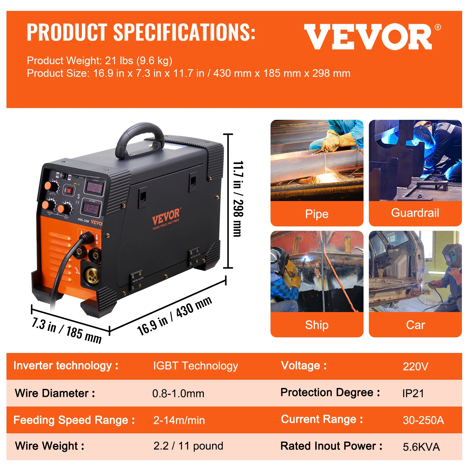 SucceBuy 3 in 1 MIG Lasmachine 160/200/250 Amp MIG TIG Booglasser 220 V Lift booglasser IGBT DC Inverter Lasmachine