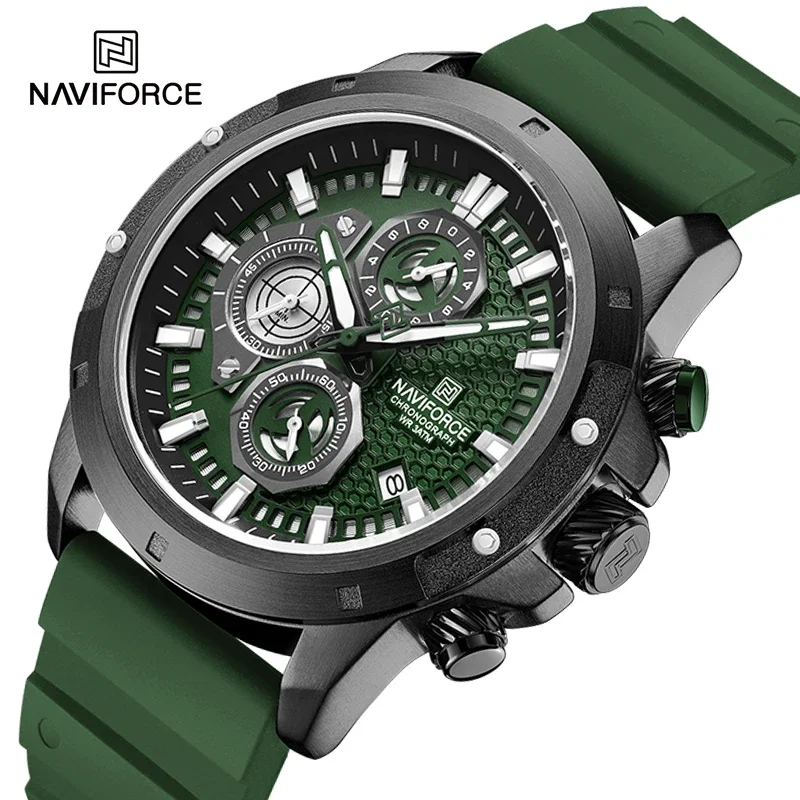 

NAVIFORCE Men Watches Waterproof Quartz Chronograph Clock Casual Trends Style Silicone Strap Male Wristwatch with Luminous Hands