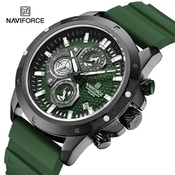 NAVIFORCE Men Watches Waterproof Quartz Chronograph Clock Casual Trends Style Silicone Strap Male Wristwatch with Luminous Hands