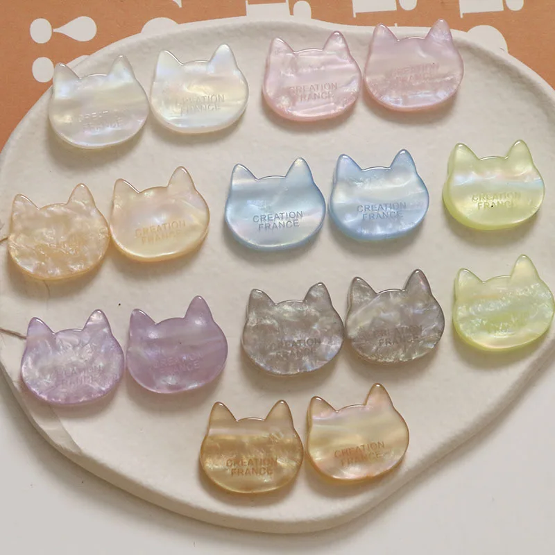Glitter Iridescent Cat Head Charms,Spring Summer Minimalist Earrings Hair Accessories,DIY Fashion Jewelry Making Supplies