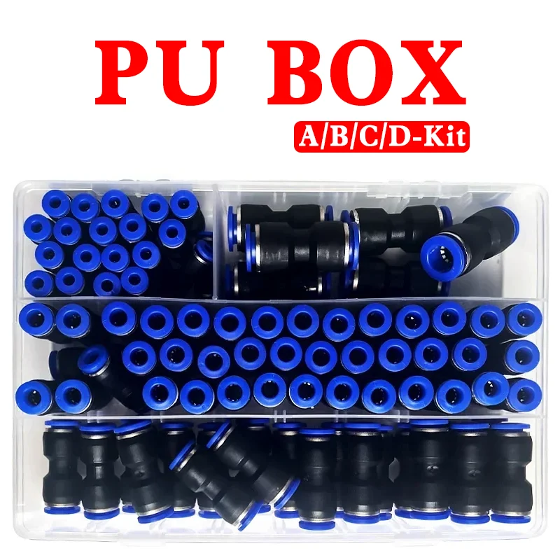 

Pneumatic Fittings PU Box Set Air Straight Push Water Pipes Quick Release Connectors PU-4-6-8mm Plastic Hose Couplings