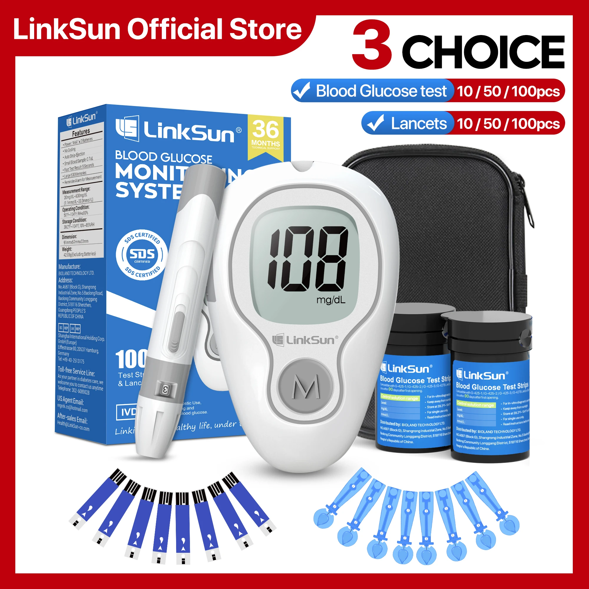 LinkSun G-425-3 Измеритель уровня глюкозы