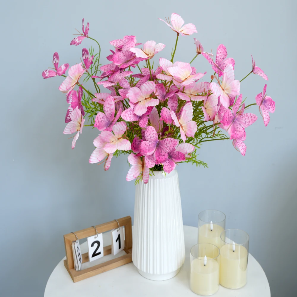 Décorations de papillons 3D, 3 pièces, branches de papillons avec 6 faux papillons pour vase, décoration de la maison, jardin, bureau, décoration d'automne