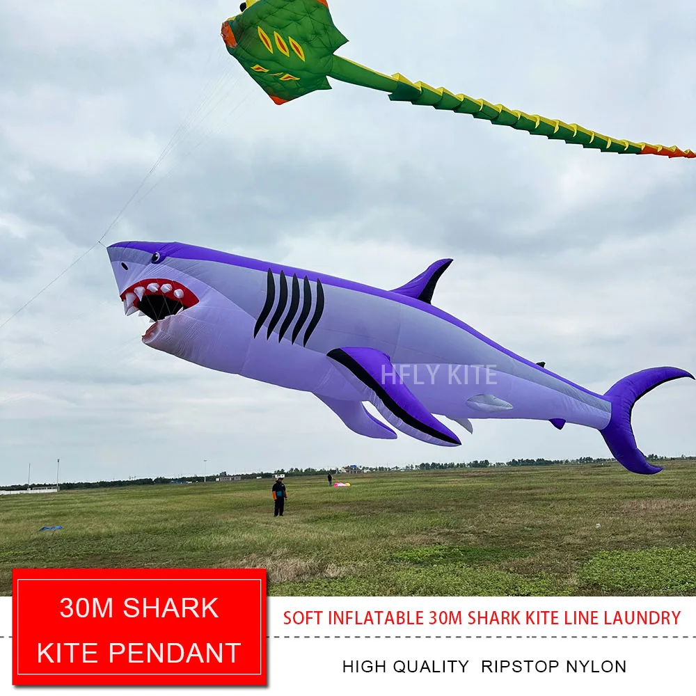 HFLY Nieuwe Collectie Giant 30m Shark Kite Hanger voor Volwassenen Hoge Kwaliteit Ripstop Nylon Dierenshow Vliegers Lijn Wasserij