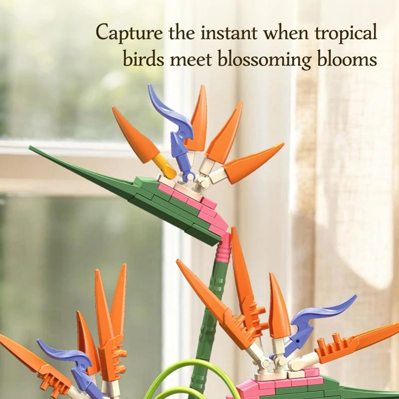 Tropical Bird of Paradise Building Block Set, Flower Series Model, Perfect for Collecting or Gifting view 4