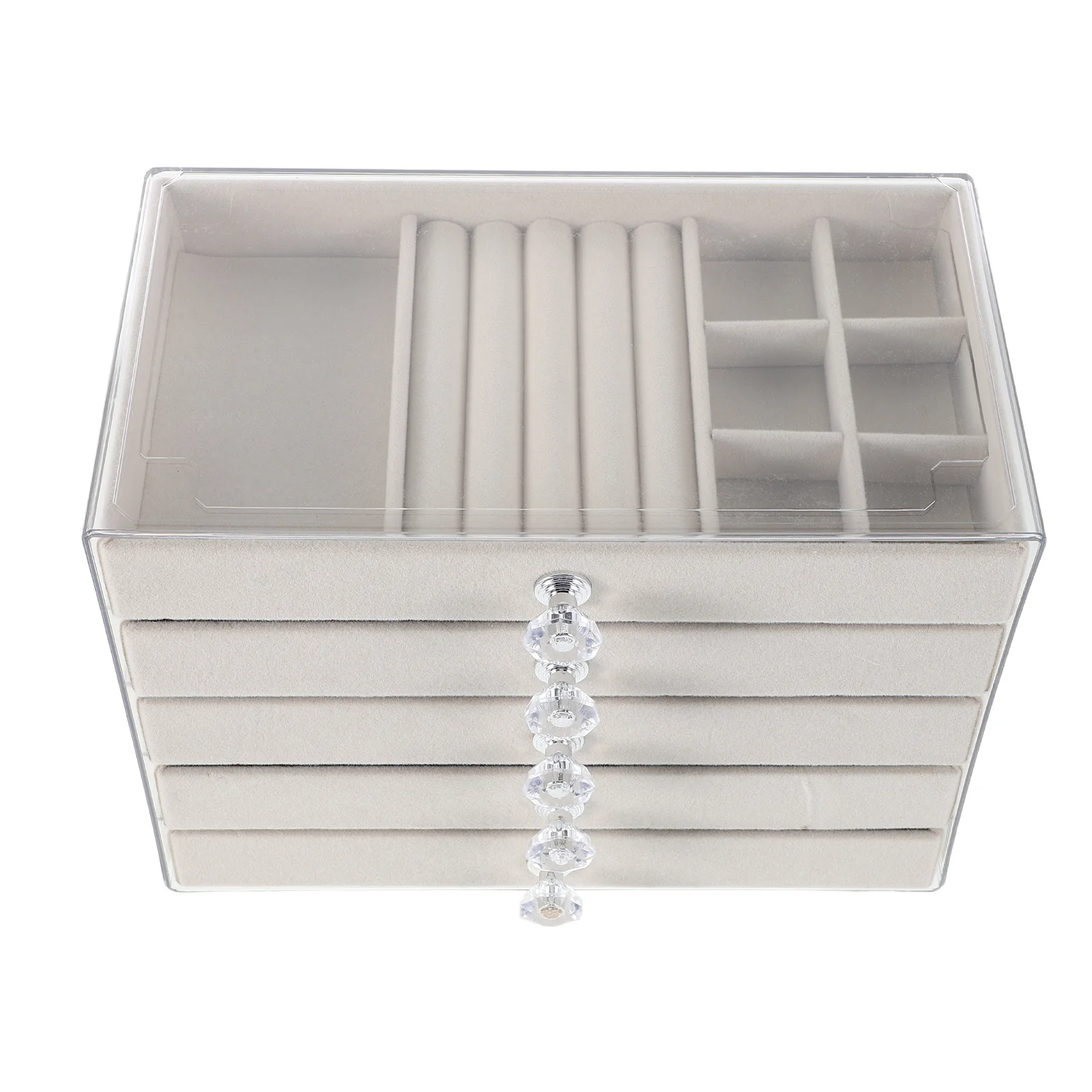 

5-Layer Jewelry Storage Box Transparent Drawer Organizer for Necklaces Earrings Rings Pet Clear Case Vanity Dresser