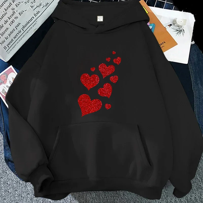 Womens Valentines Hoodies Cute Heart Sweatshirts Funny Valentines Day Hoodies for Ladies Long Sleeve Clothes Fashion Hoodies