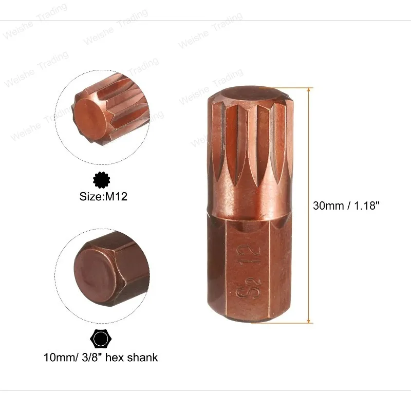 T20 T25 T27 T30 T35 T40 T45 T50 T55 M5 M6 M8 M10 M12 Screwdriver Bit Hex Shank 30mm S2 Steel Security Tamper Proof Head Bit