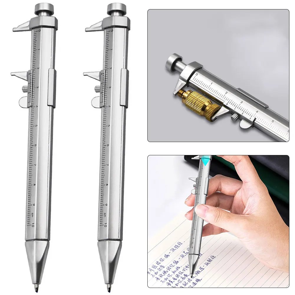 

2Pcs 0-100mm Caliper Type Ballpoint Pen Bullet-tip Design for Students (Blue)