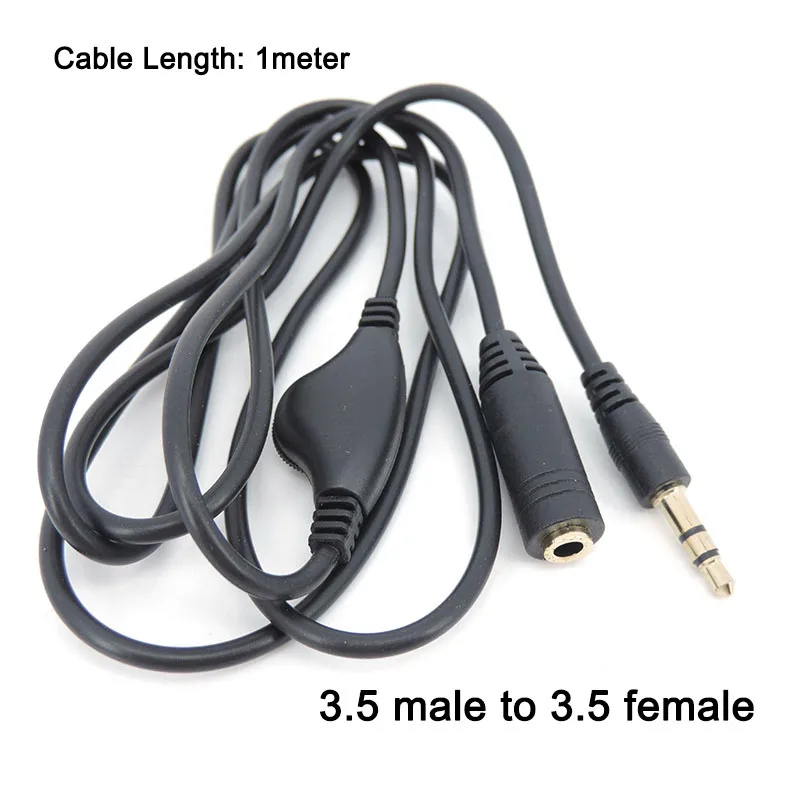 3.5mm kabel przedłużający Adapter z gniazda męskiego na żeńskie AUX z kablem Audio Stereo z regulacją głośności przewód słuchawek słuchawkowego L1