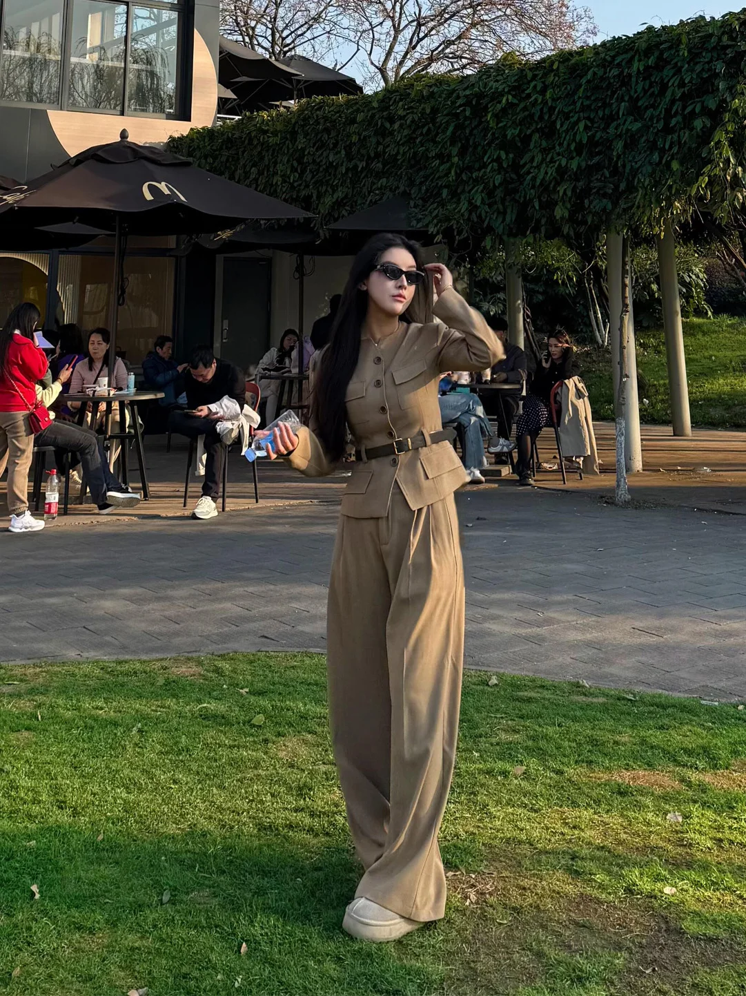 

Elegant Short Suit Jacket Women's Spring 2026 New Style Slimming Wide Leg Pants Fashionable Set Trendy High Waist Long Pants