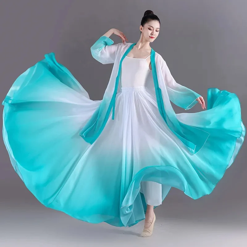 

Элегантные длинные градиентные струящиеся юбки для балета и танцев 360 Degrees для женщин, для гимнастики, тренировок, классических танцев, танцевальный костюм