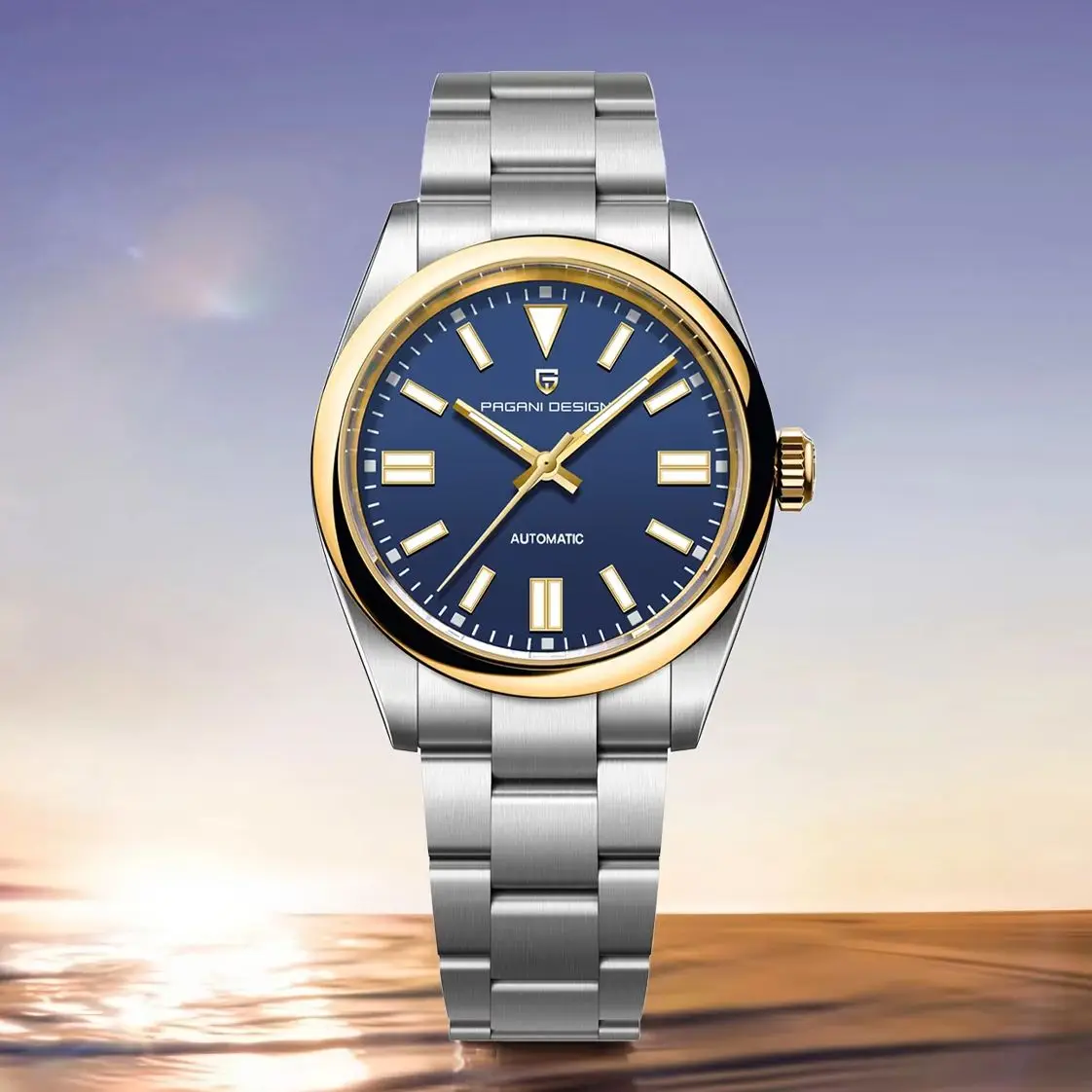 PAGANI DESIGN 2026 New 40MM Gold Blue Luxury Sapphire Glass Automatic Watch Men Japan Movt Stainless Steel Mechanical Wristwatch