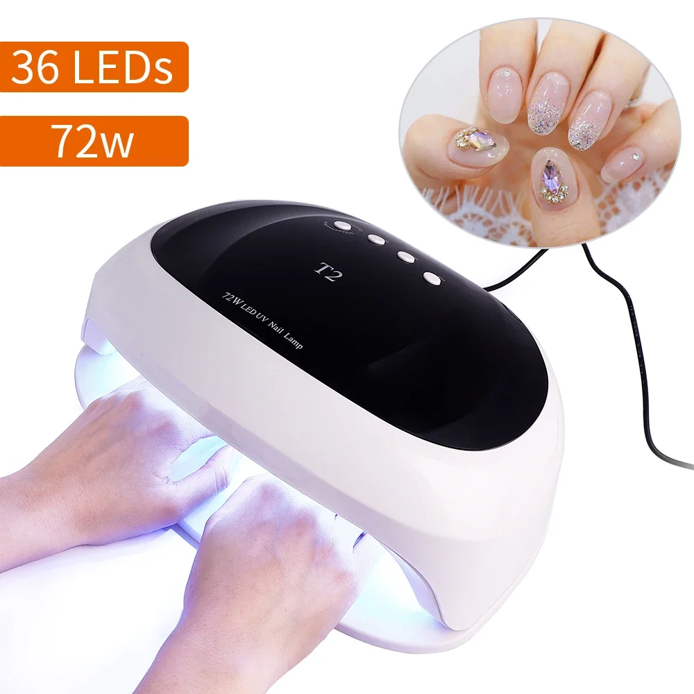 

72W Nail Dryer LED Lamp 36LEDs Big Space Nail Lamps For Curing UV Gel Nail Polish With 10/30/60s Timer Smart for Manicure