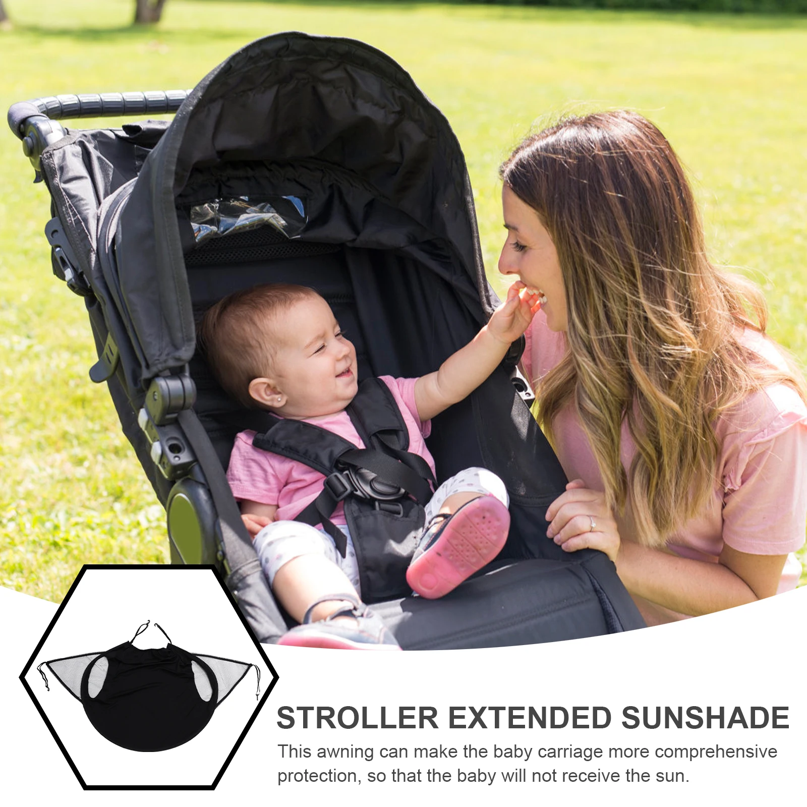 

Extra-Large Spandex Stroller Sunshade Windproof Uv Cover Parasol For Baby Stroller Car Seat Full-Cover Steel Core Durable