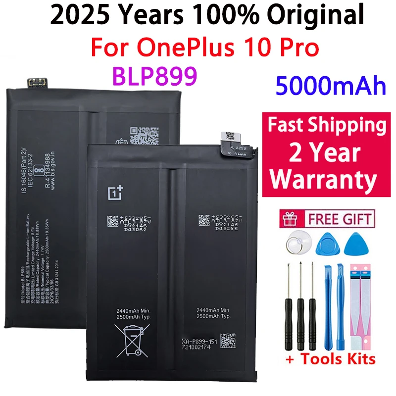 

2025 лет, 100% оригинальный аккумулятор BLP899 для телефона 1+ One Plus OnePlus 10Pro 10 Pro, высокое качество, 5000 мАч, быстрая доставка