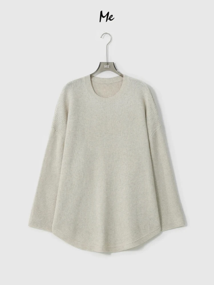 

ME Loose Fit Casual Long Sve Sweater Textured Blend Lyocell Linen Faionable Comfortable Spring Autumn round Ne Sweater