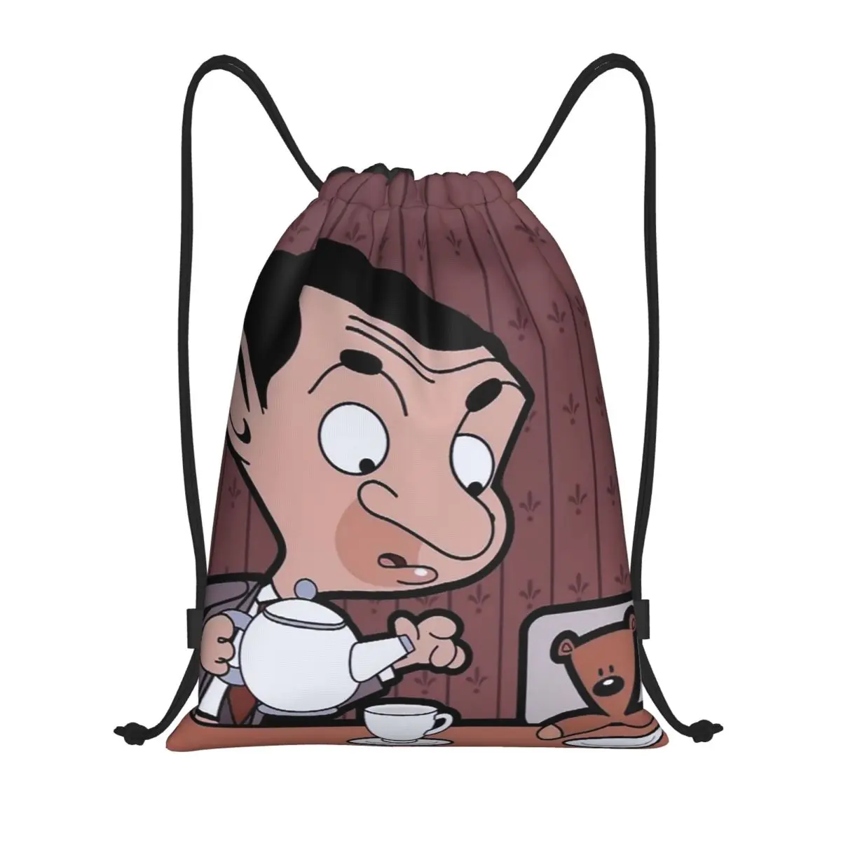 

Mr. Bean Cartoon Backpacks Casual Drawstring Bundle Pocket Sundries Bag Book Bags for Man Woman School