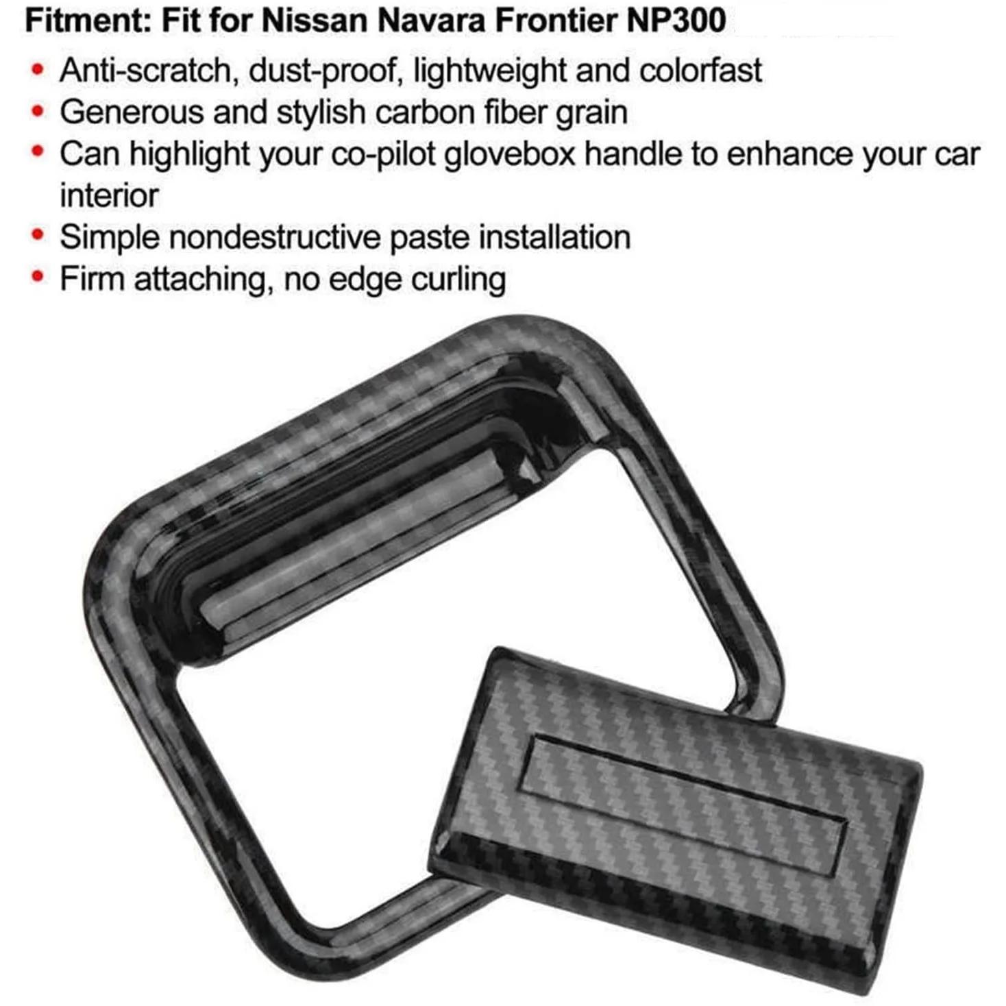 Eco-Friendly For Nissan Navara Frontier NP300 2016-2021 Carbon Fibre Car Copilot Glove Box Handle Bowl Cover Trim Decor Accessor