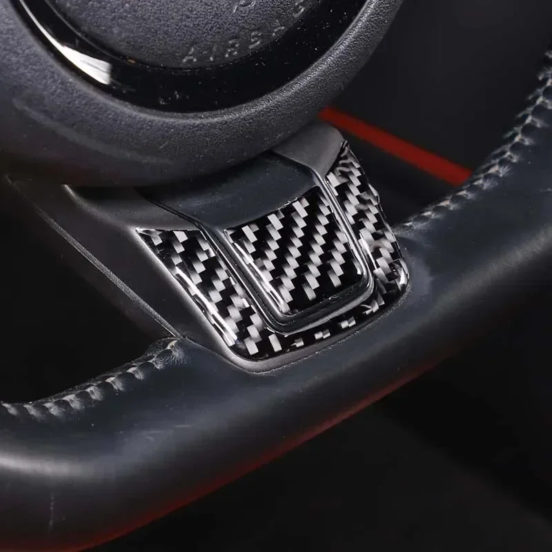 2Pcs Soft Carbon Fiber For Jaguar F-TYPE 2013-2022 Car Styling Steering Wheel Decoration Sticker Car Modification Accessories