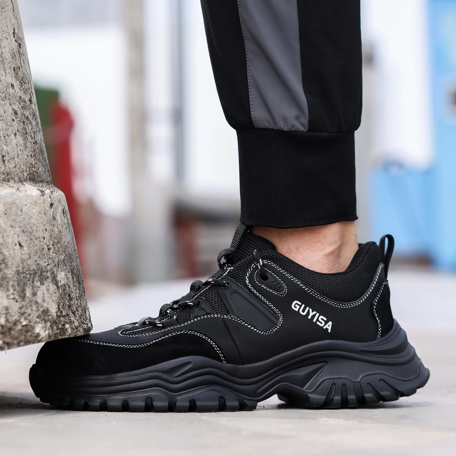 

Men's work shoes with anti-shock and anti-stab rubber and plastic sole, suitable for all seasons, lightweight