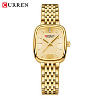 CURRN 9093 Women's Quartz Watch Fashion Leisure Diamond Simple Gold Silvery Steel Strip Wristwatch for Ladies Gift Clock