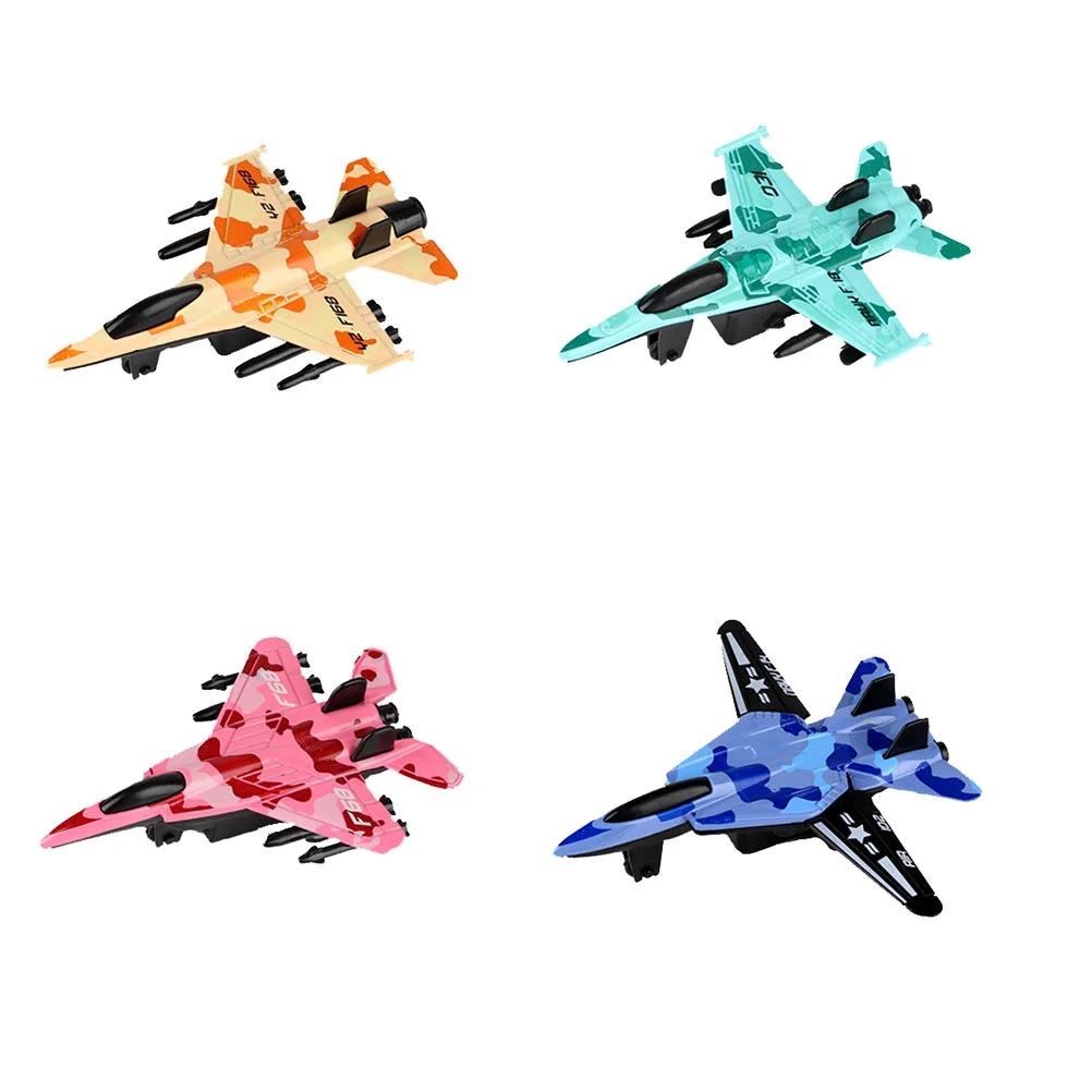 4 Pcs Pull Back Fighter Children's Airplane Toys Favor Alloy Pull-back