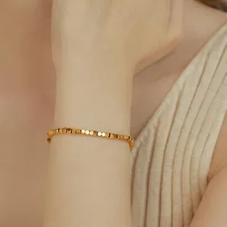 2022 Non-fading Small Squares Fortune Transfer Fashion Geometric Bracelet Titanium Steel 18K Gold Plated Jewelry Drop Shipping