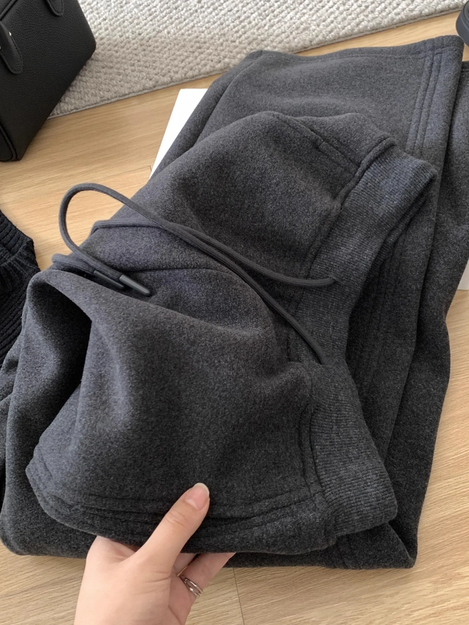 Losse broek met wijde pijpen, zachte draagcomfort, herfst-winter, nieuw binnen, casual, rechte pijp, hoge taille, elastische tailleband