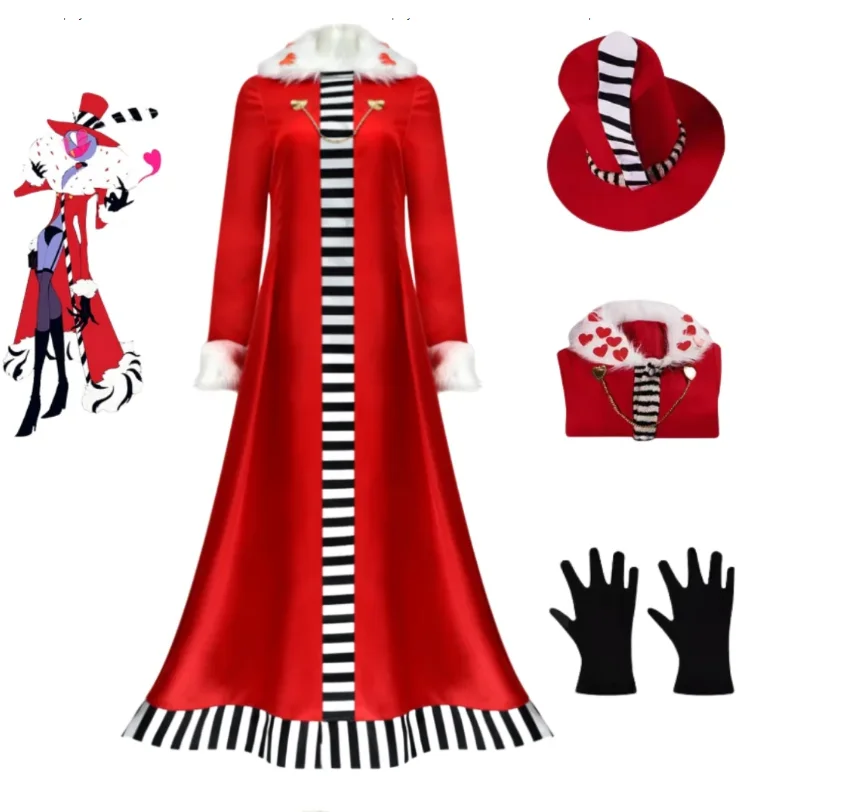 Exquisite Fantasy Cosplay Costumes Anime Hazbin Hotel Women Dress Glove Cosplay Costumes Anime Hazbin Hotel Valentino Uniform