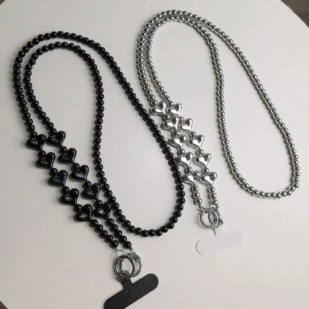 

Длинный ремешок для мобильного телефона с сердечком и бисером, диагональный ремешок через плечо, цепочка для телефона, замена Y2k, сделай сам, цепочка для мобильного телефона