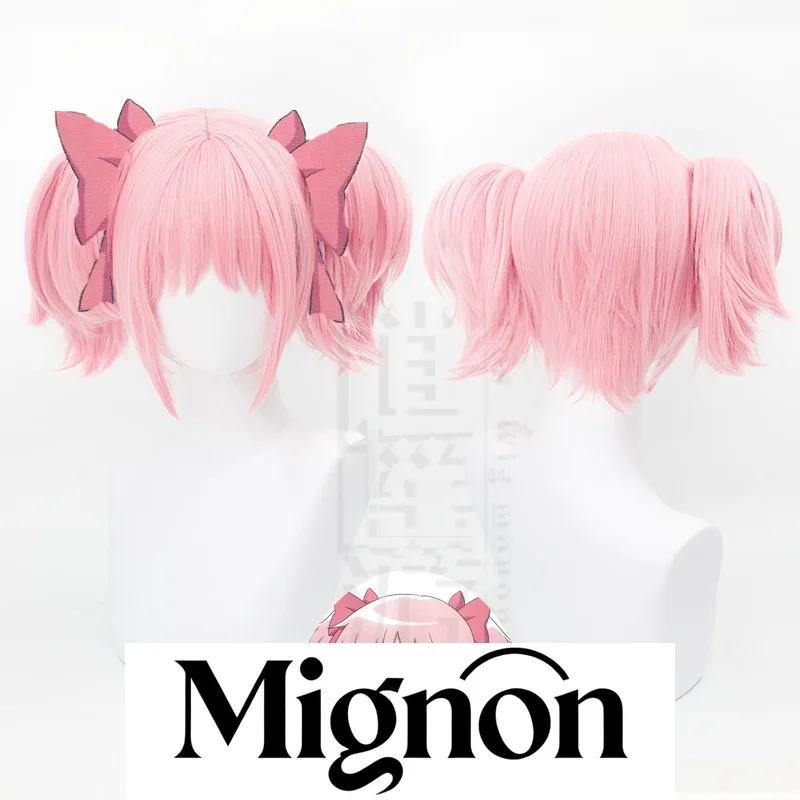 

Puella Magi Madoka Magica Kaname Madoka Косплей Парик Розовый Короткие Двойные Хвосты Подарок на Хэллоуин