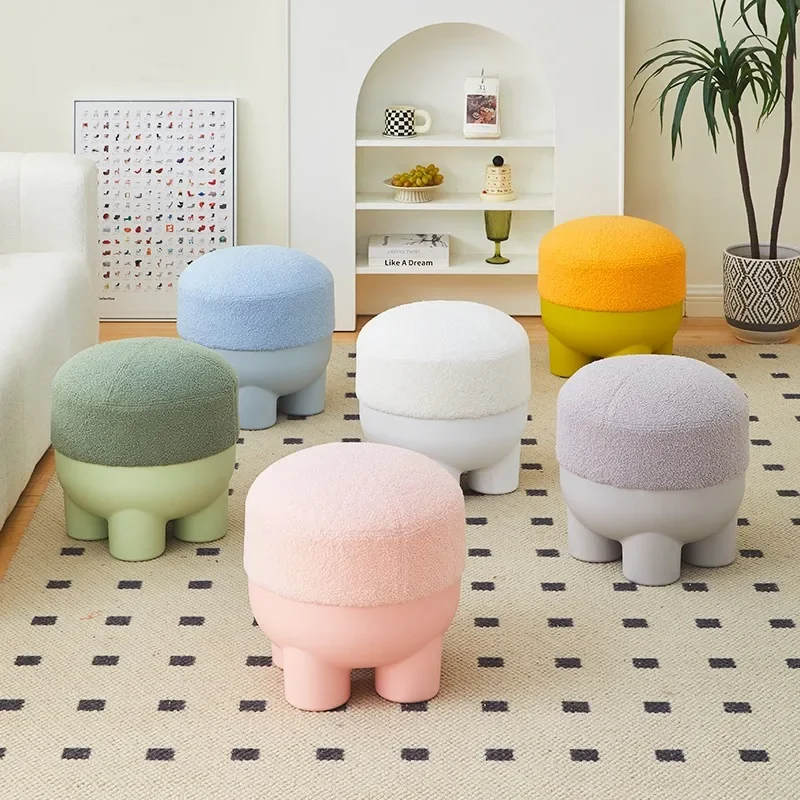 Nordic Small Stool Home Door Shoe Changing Plastic Elephant Leg Children Storage Round Stool Tabouret Pliant Designer Furniture