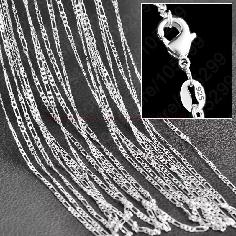 10PCS Classic Wholesale Jewelry Pure Genuine 925 Silver Color Snake Chain Necklace for Men Women Top Quality 16-30\
