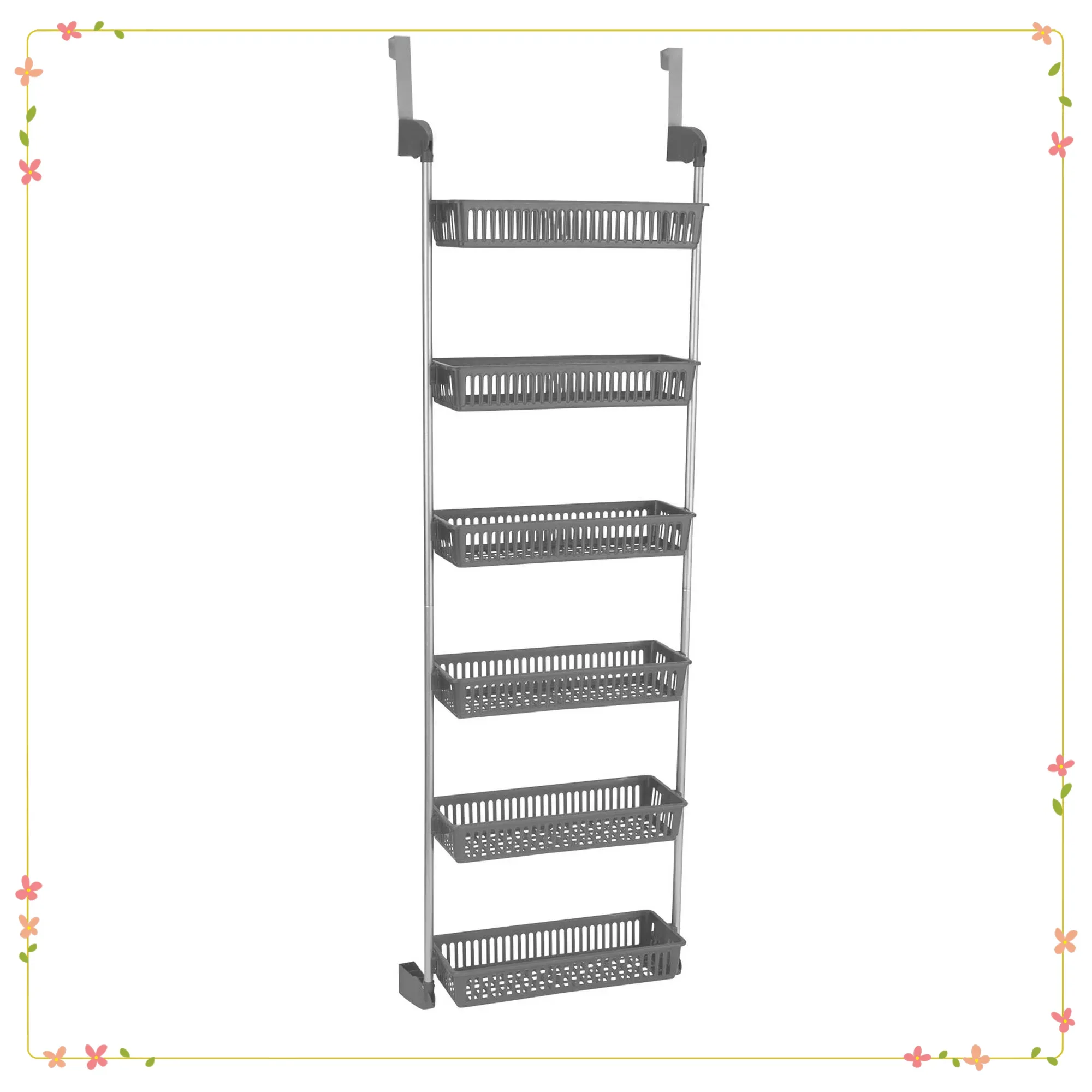 

Gray 6-Shelf Over-the-Door Hanging Organizer, Space Saving Storage for Closet, Bathroom & Bedroom, No Tools Needed