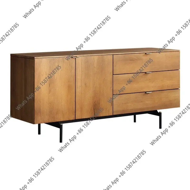 XX Nordic Retro Solid Wood Dining Side Cabinet Medieval Small Apartment Tea Cabinet Living Room Simple Locker Boxwood