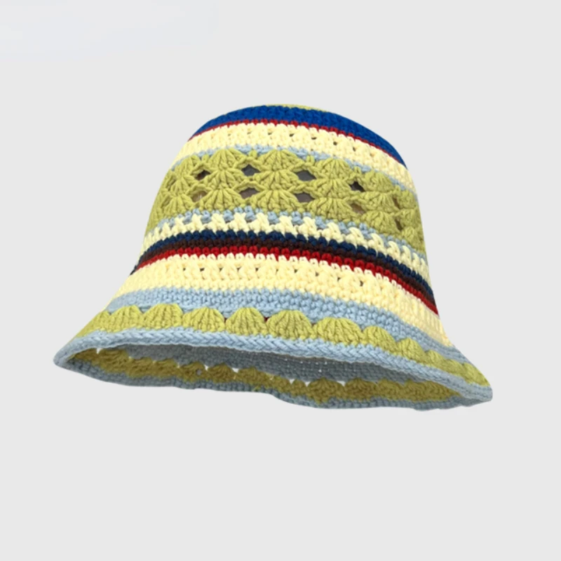 2025 herbst Neue Häkeln Koreanische Handgemachte Eimer Hut Frauen Weben Gestrickte Hut Y2k Mode Blumen Herbst Winter Mützen Becken Kappe – Detail 16