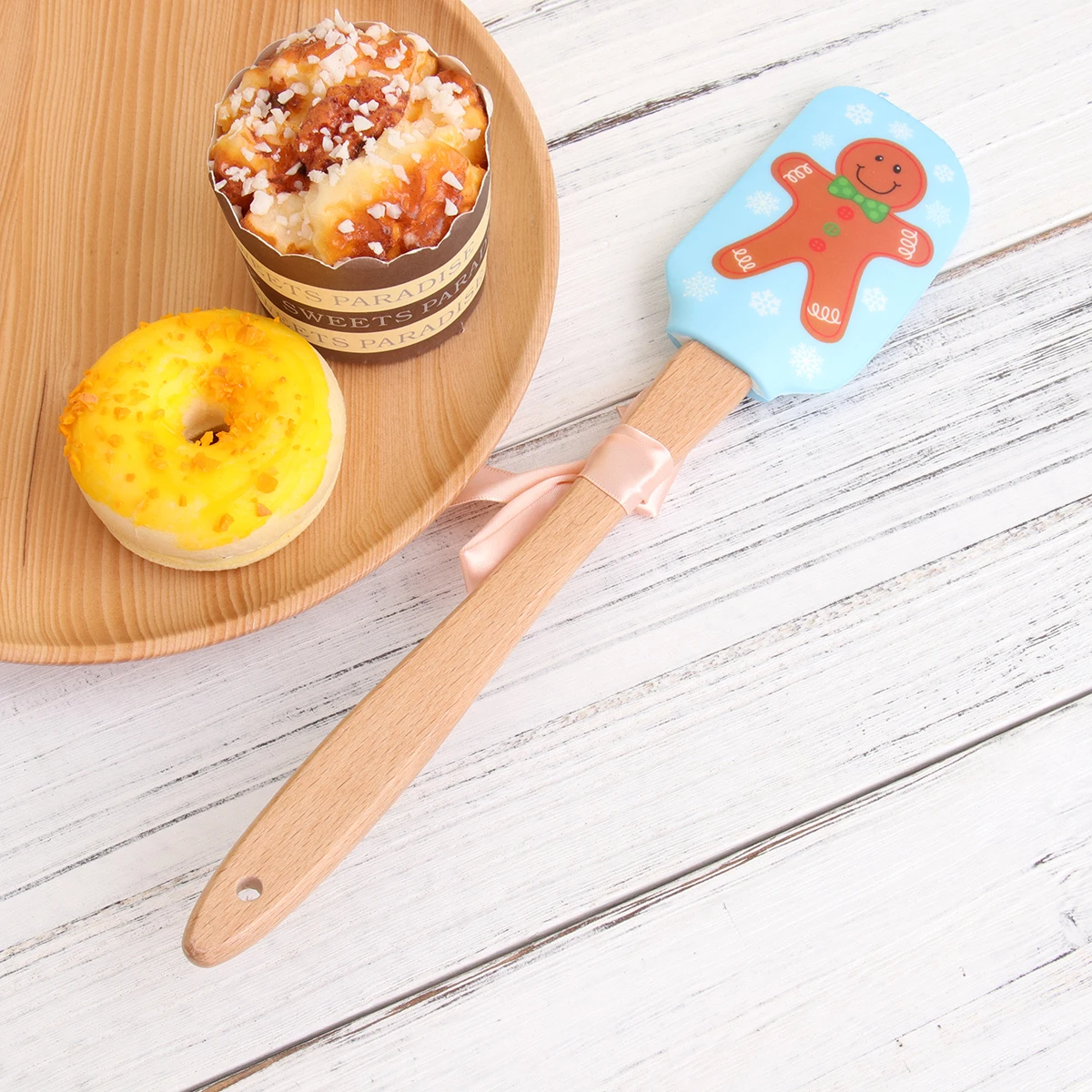 

Silicone Spatula Christmas Cake Scraper Pastry Tool Bread Gingerbread Heat Resistant Wooden H Gift