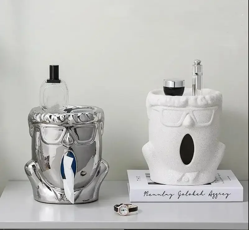 

Creative Head Sculpture Tissue Box Living Room Tabletop Ceramic Tissue Box Toilet Tissue Holder Modern Home Decoration Crafts