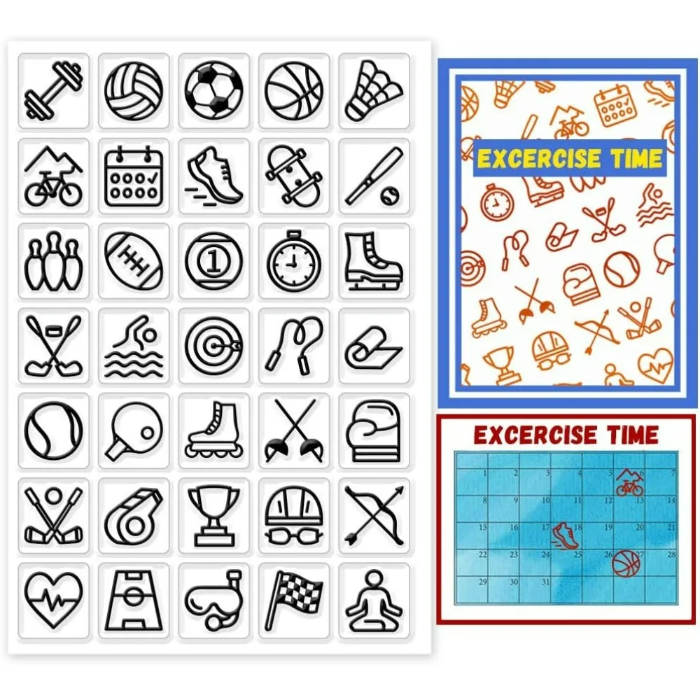 Sport Icons Clear Stamp Sport Theme Pattern Transparent Stamps Ball Silicone Stamp Silicone Clear Stamp Seals for DIY Scrapbook