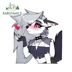 EARLFAMILY 13cm x 12.4cm Shy Loona with Love Car Sticker Artistic Luggage Anime Peek Windows Decal Scratch-Proof Funny Decor