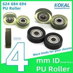 [PUd4] 1pcs Polyurethane TPU PU soft rubber ball bearing coated with 604/624/684/634 inner diameter 4mm wheel roller 10/12/16mm