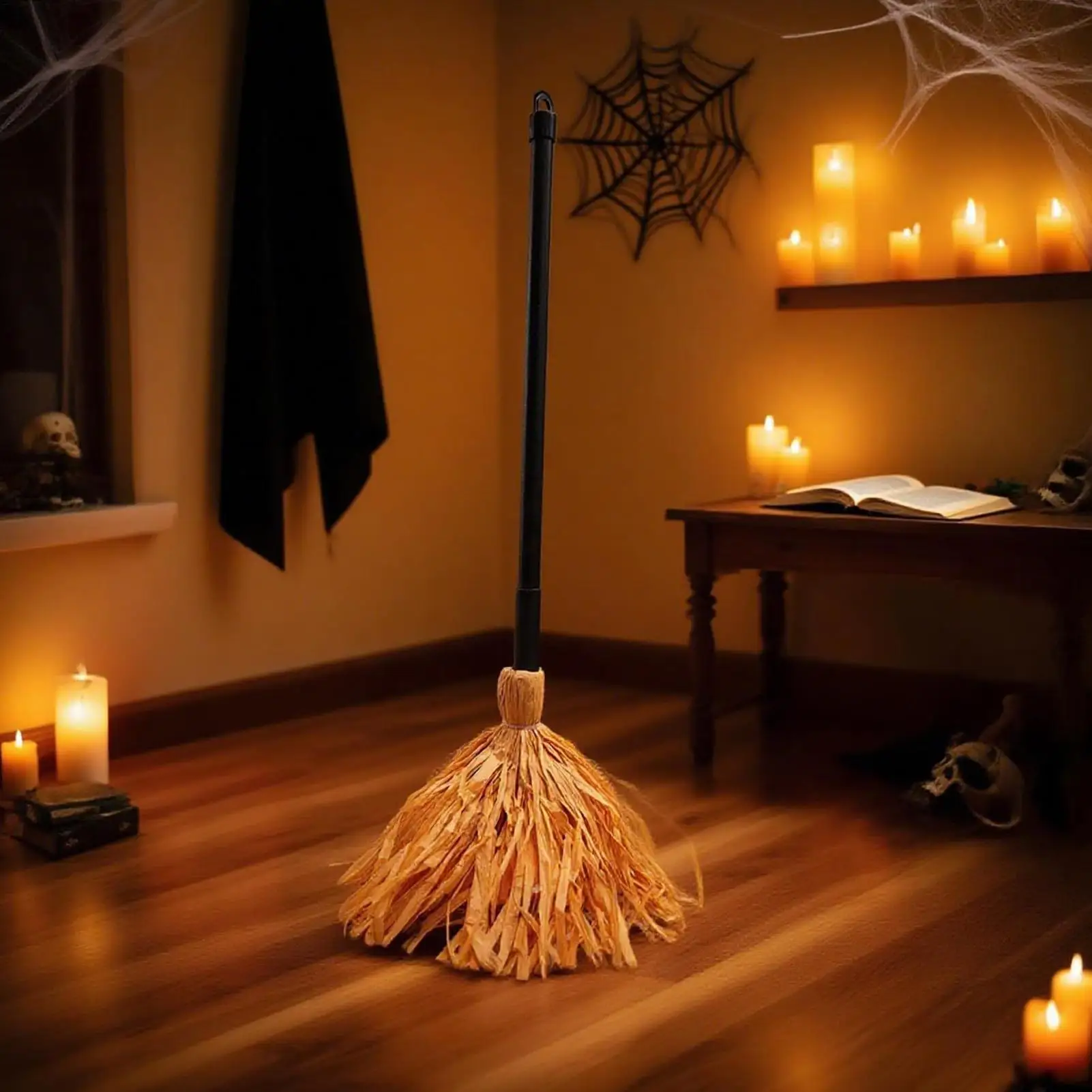 回転ほうき ハロウィン ダンシングほうき 照明付き 電池式 不気味な装飾アクセサリー 屋内ポーチ 庭 パーティー用