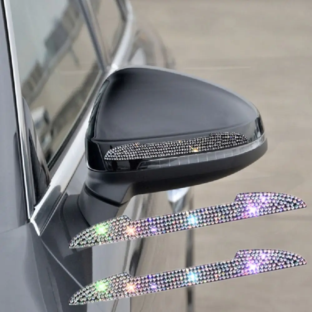 Universal Rearview Mirror Door Car Decoration Rhinestone Crystal Bling Edge Protector Strip Sticker Anti-Scratch Car Accessories