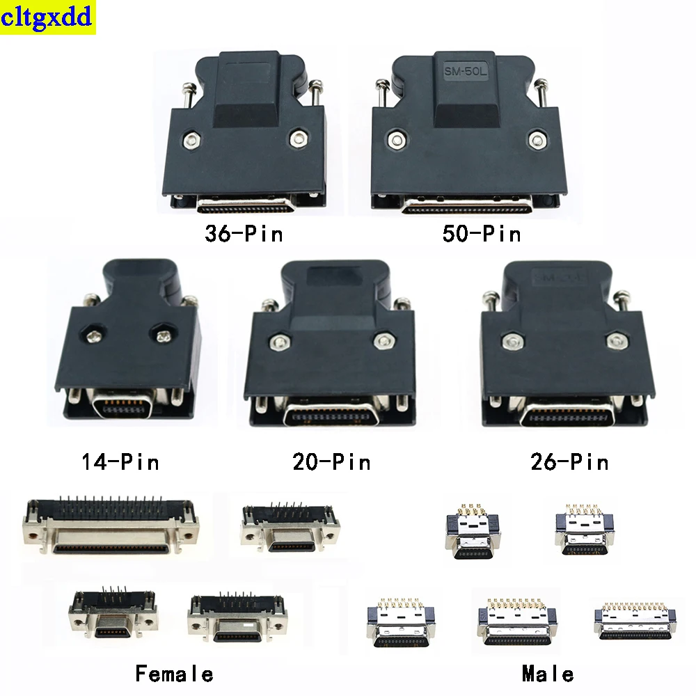 Cltgxdd 1 set SCSI  servo driver connector 14/20/26/36/50 pin male/female socket connector socket gold-plated contact wire solde