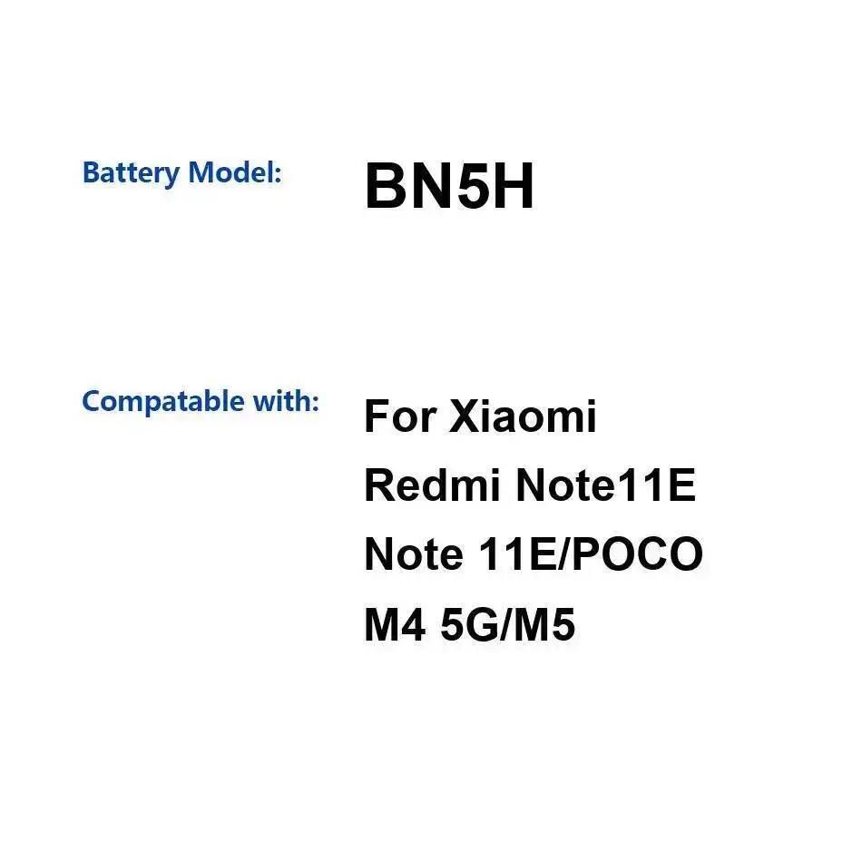 

Reliable Power Mobile Phone Battery 5000Mah BN5H For Xiaomi Redmi Note 11E Poco M4 5G M5 High Compatibility