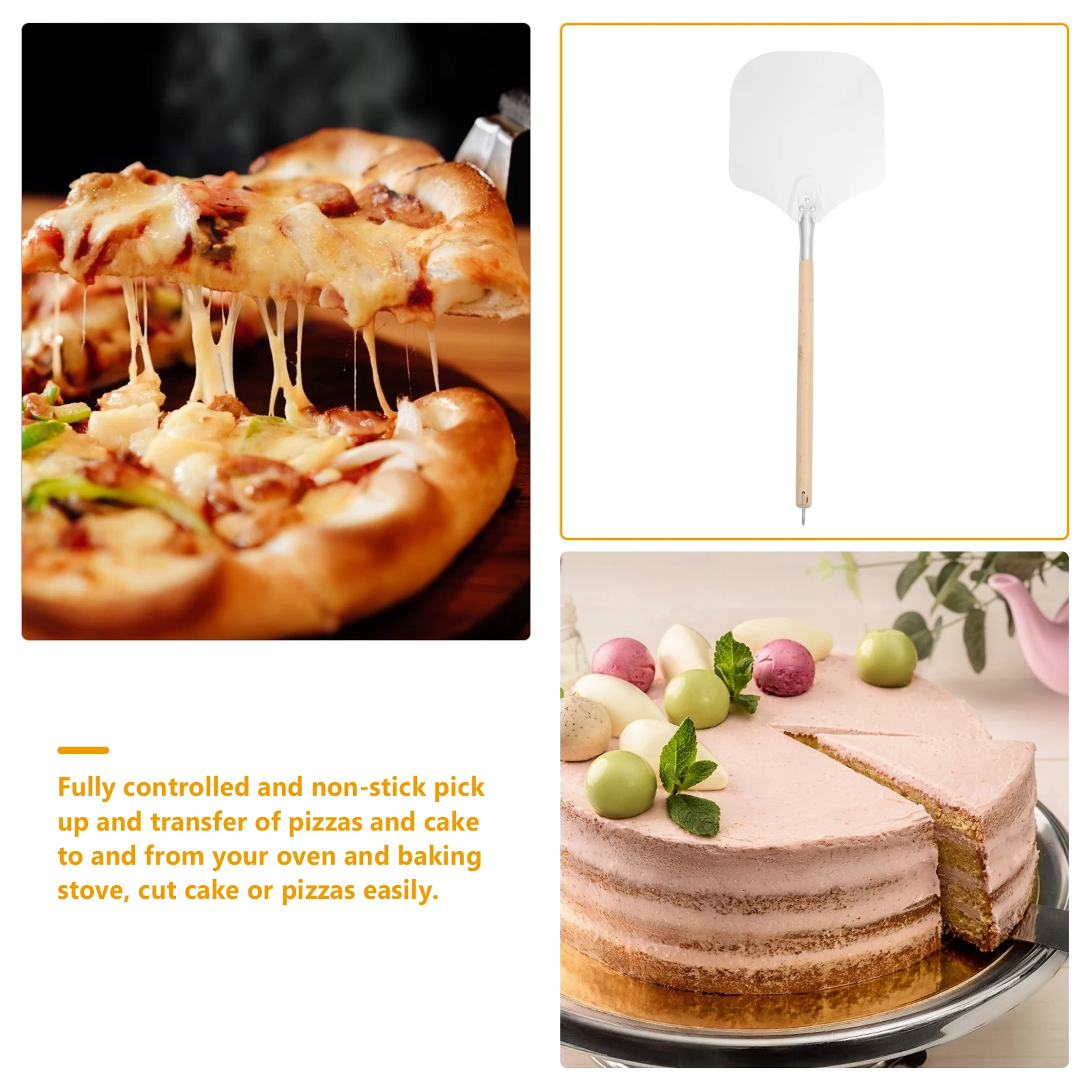 

1pc Pizza Lifter Wooden Handle Detachable Aluminum Peel For Baking Cooking Oven Use Kitchen Supplies Pizza Spatula Tool Bread