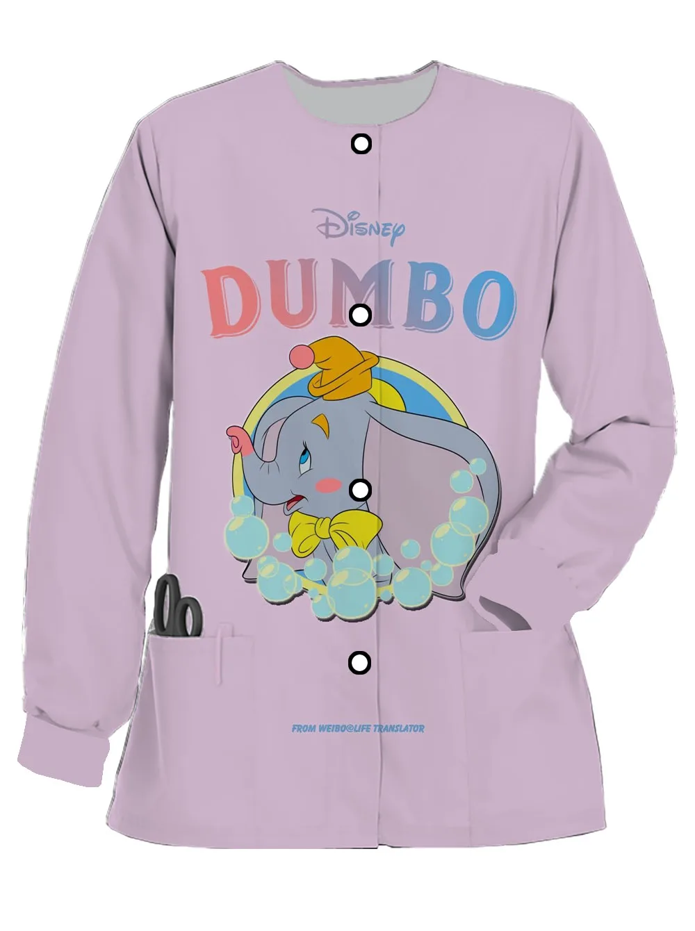 Spring and Autumn New Disney Dumbo Printed Jacket Women's Long Sleeve Nurse Uniform Beauty Salon Doctor Frosted Work Uniform